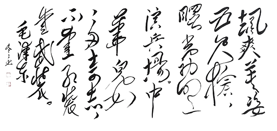 杨冬冬作品10 毛体草书《七绝 为女民兵题照》69X138cm